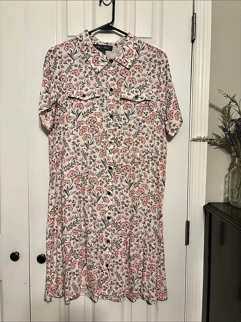 Lark + Grey Floral Mini Dress in Pink & Brown Size Large